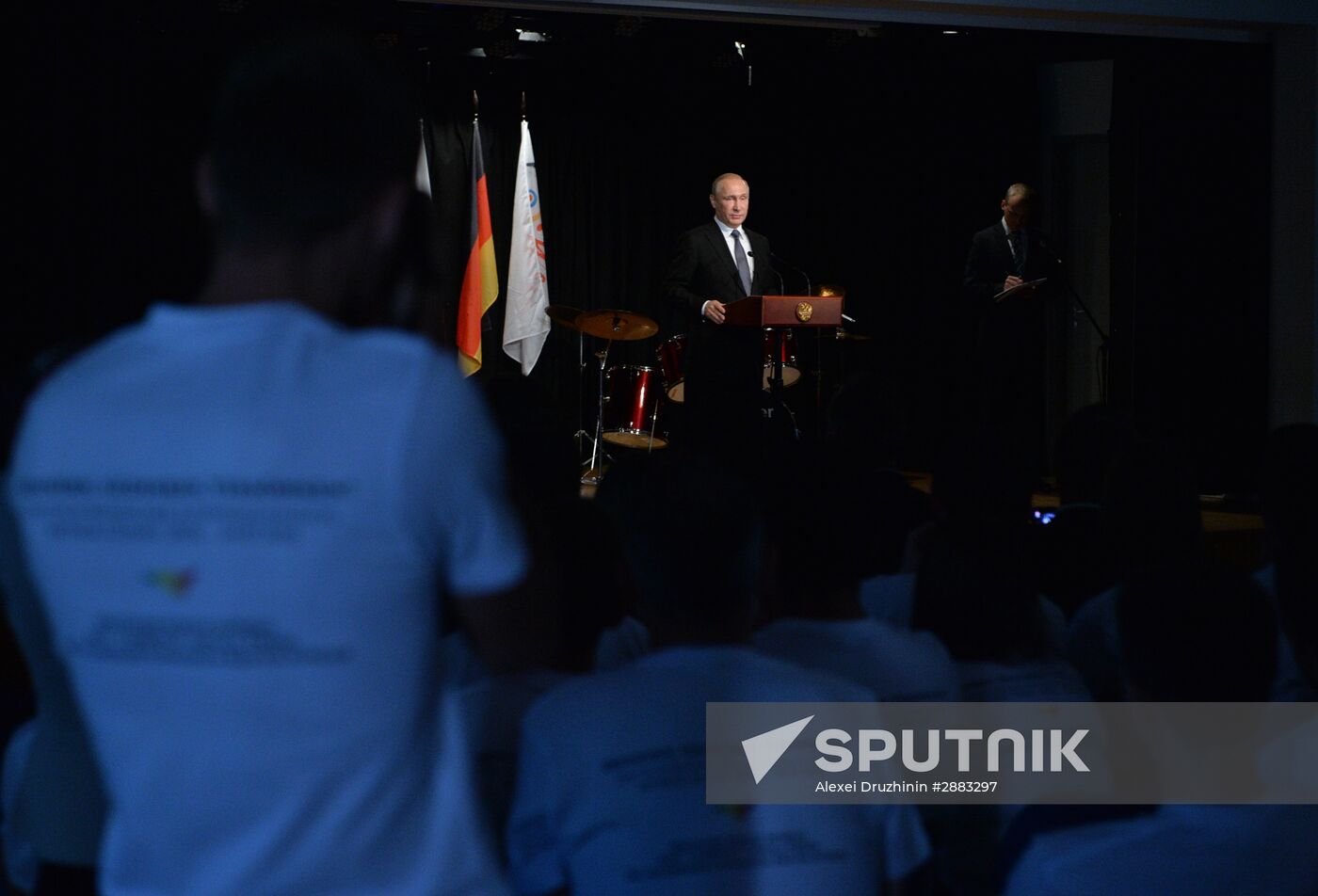 President Vladimir Putin visits German School Moscow at German Embassy in Moscow