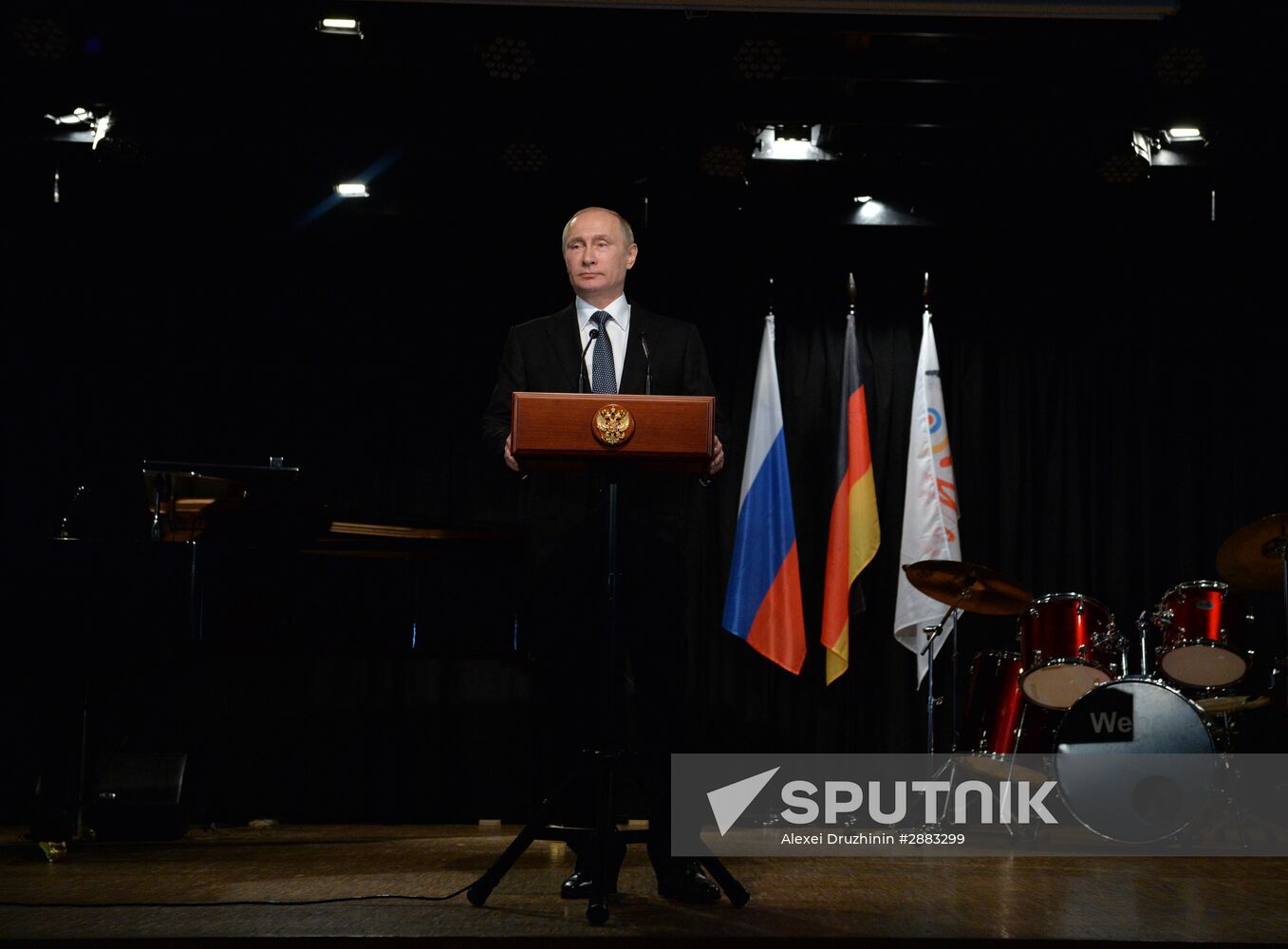 President Vladimir Putin visits German School Moscow at German Embassy in Moscow