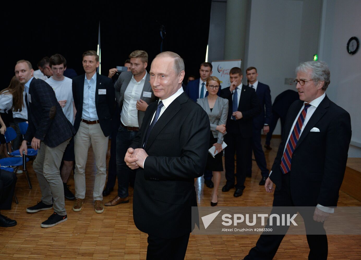 President Vladimir Putin visits German School Moscow at German Embassy in Moscow