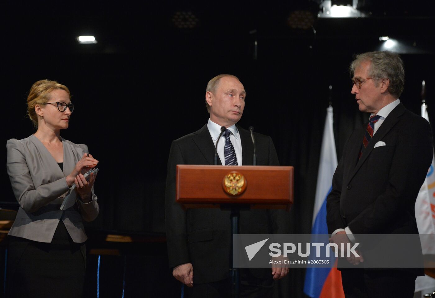 President Vladimir Putin visits German School Moscow at German Embassy in Moscow