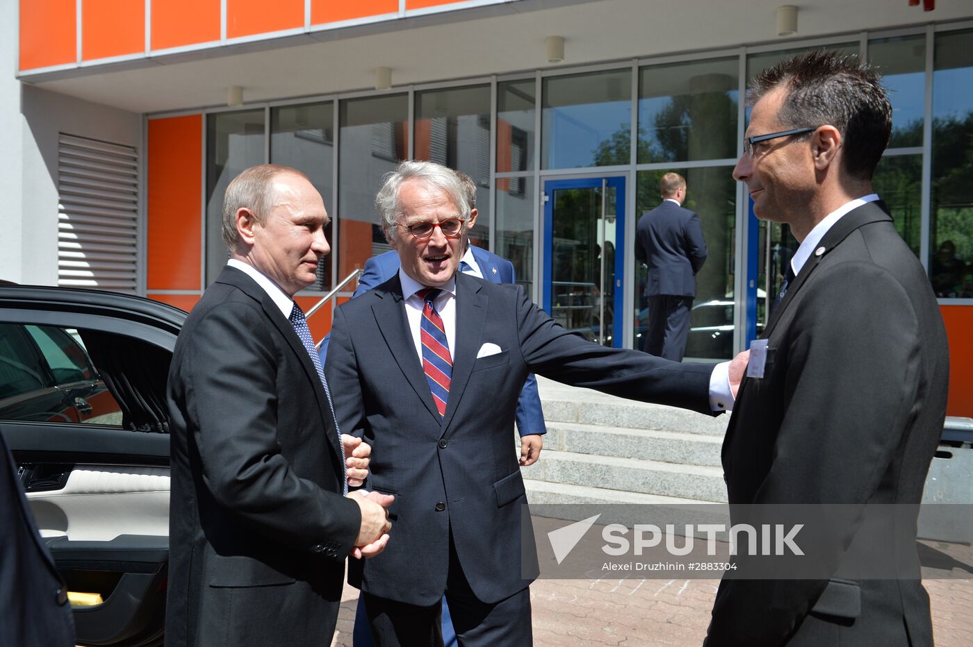 President Vladimir Putin visits German School Moscow at German Embassy in Moscow