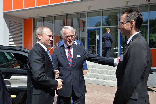 President Vladimir Putin visits German School Moscow at German Embassy in Moscow