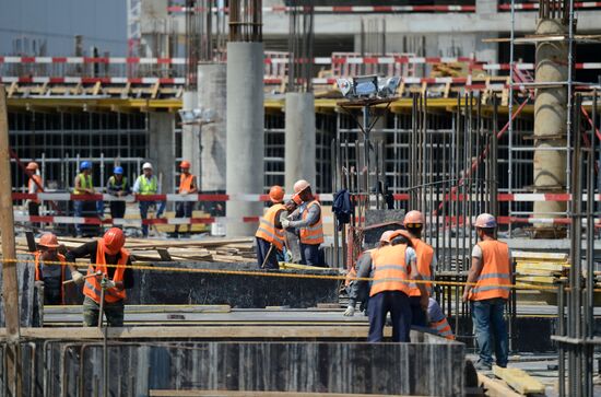Construction of Domodevo Airport's new terminal