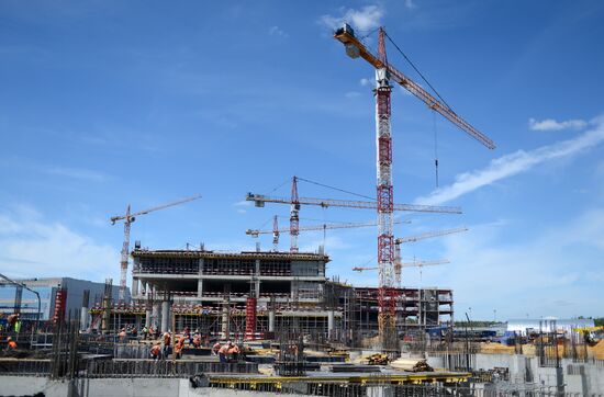 Construction of Domodevo Airport's new terminal