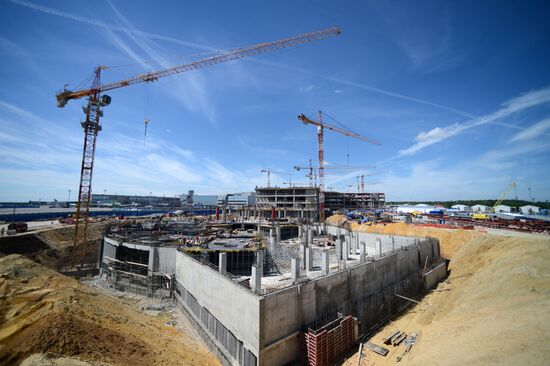 Construction of Domodevo Airport's new terminal
