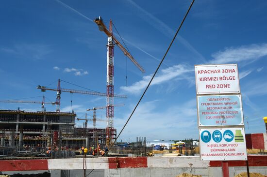 Construction of Domodevo Airport's new terminal
