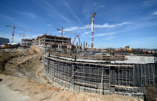 Construction of Domodevo Airport's new terminal