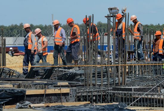 Construction of Domodevo Airport's new terminal