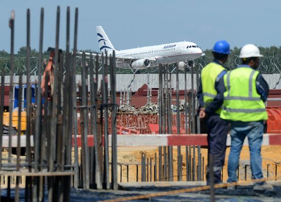Construction of Domodevo Airport's new terminal
