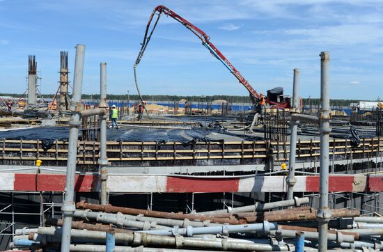 Construction of Domodevo Airport's new terminal