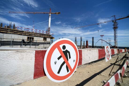 Construction of Domodevo Airport's new terminal