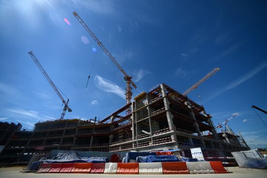 Construction of Domodevo Airport's new terminal