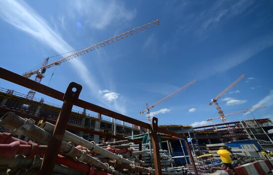 Construction of Domodevo Airport's new terminal