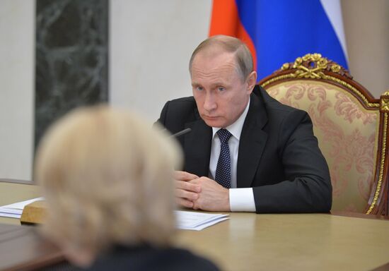 President Vladimir Putin holds meeting with Government members
