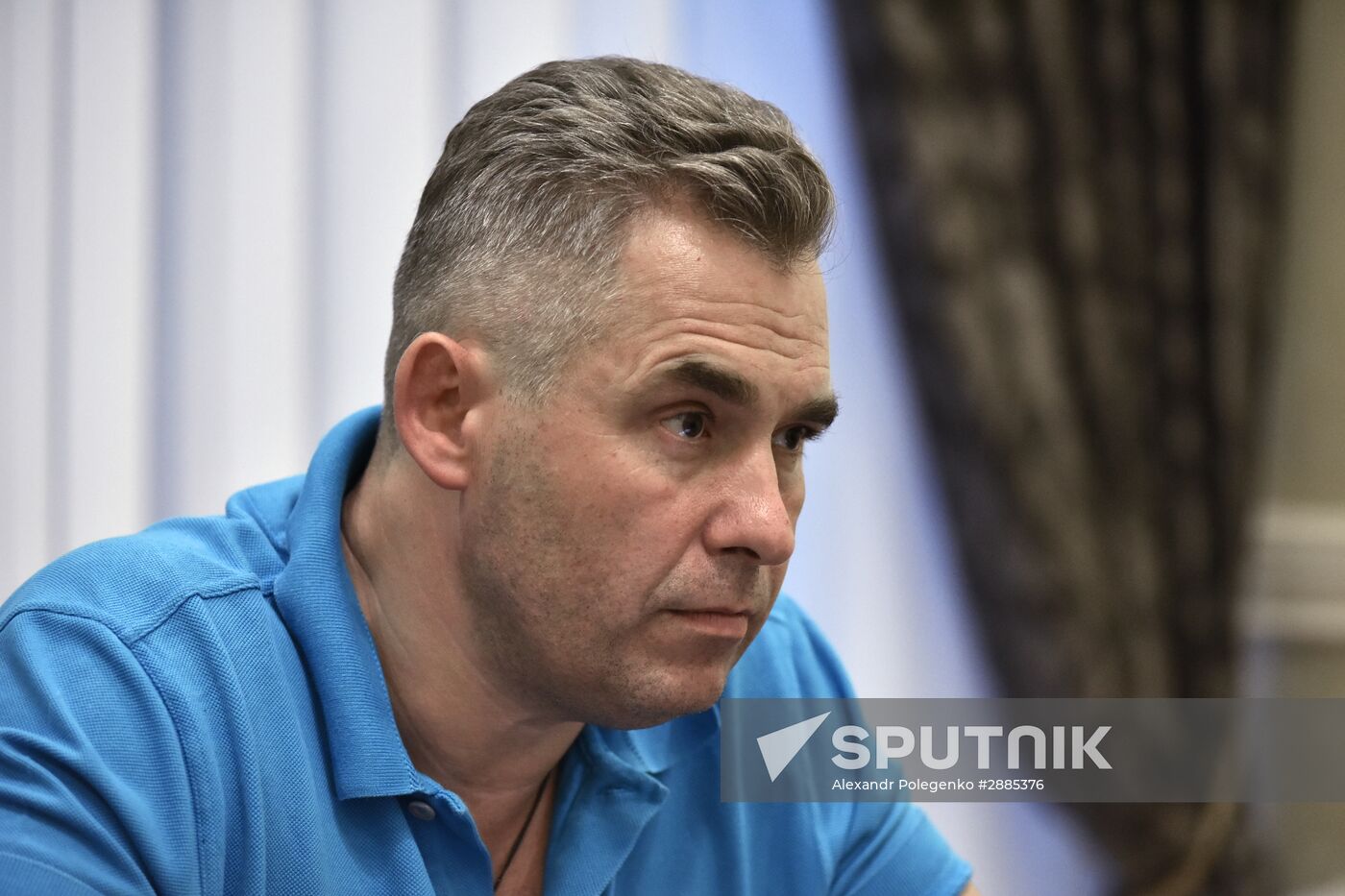 Children's Ombudsman Pavel Astakhov talks with journalists in Simferopol airport