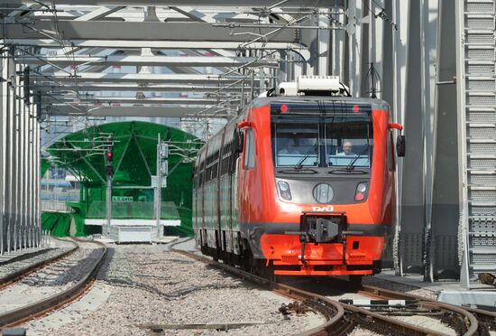 Lastochka trains test drive on Smaller Moscow Belt Railway