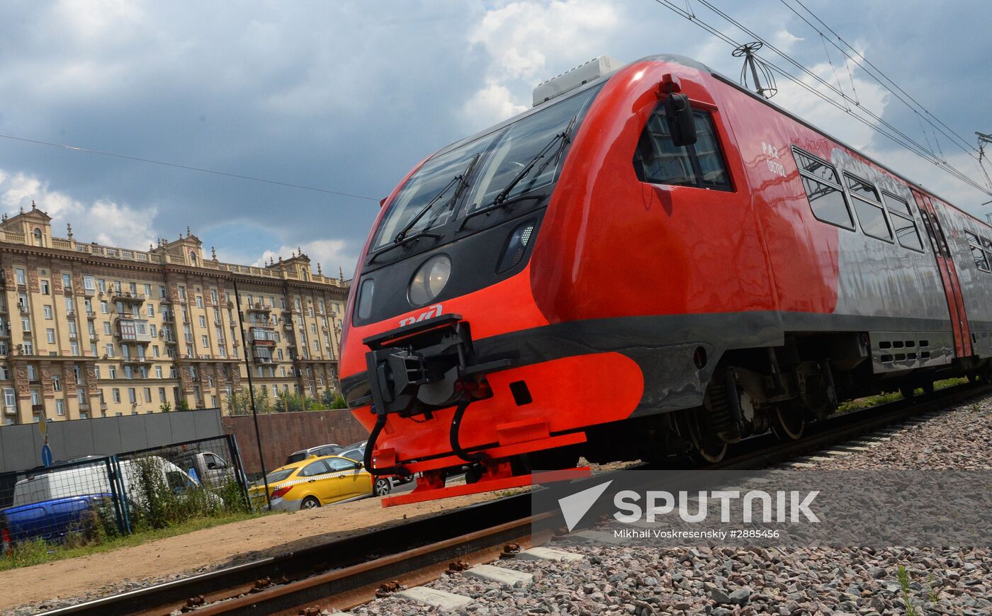 Lastochka trains test drive on Smaller Moscow Belt Railway