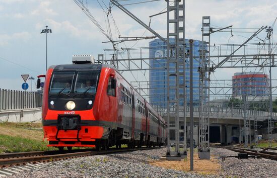 Lastochka trains test drive on Smaller Moscow Belt Railway