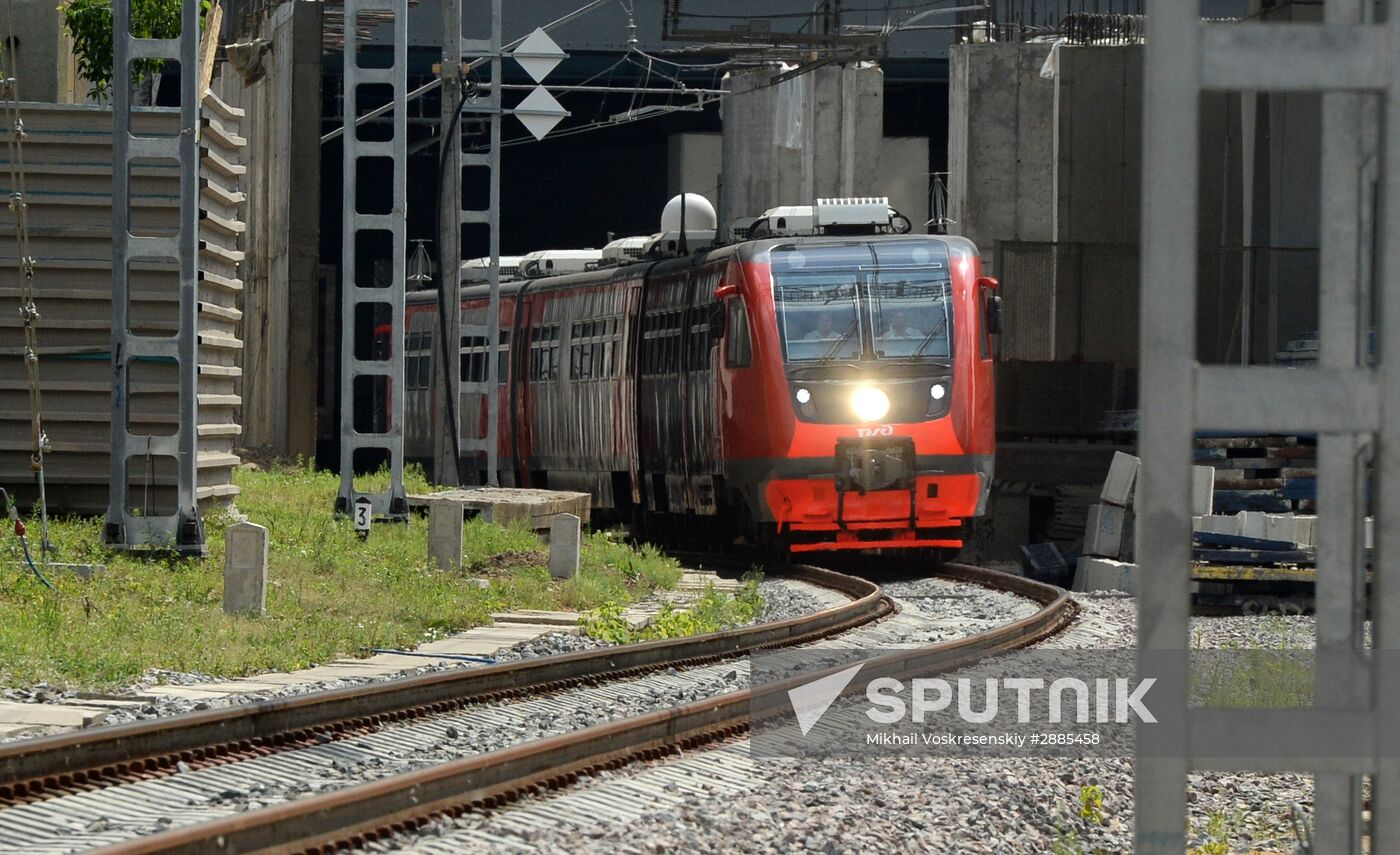 Lastochka trains test drive on Smaller Moscow Belt Railway