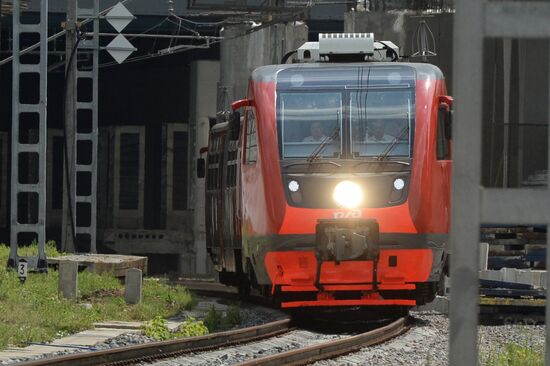 Lastochka trains test drive on Smaller Moscow Belt Railway