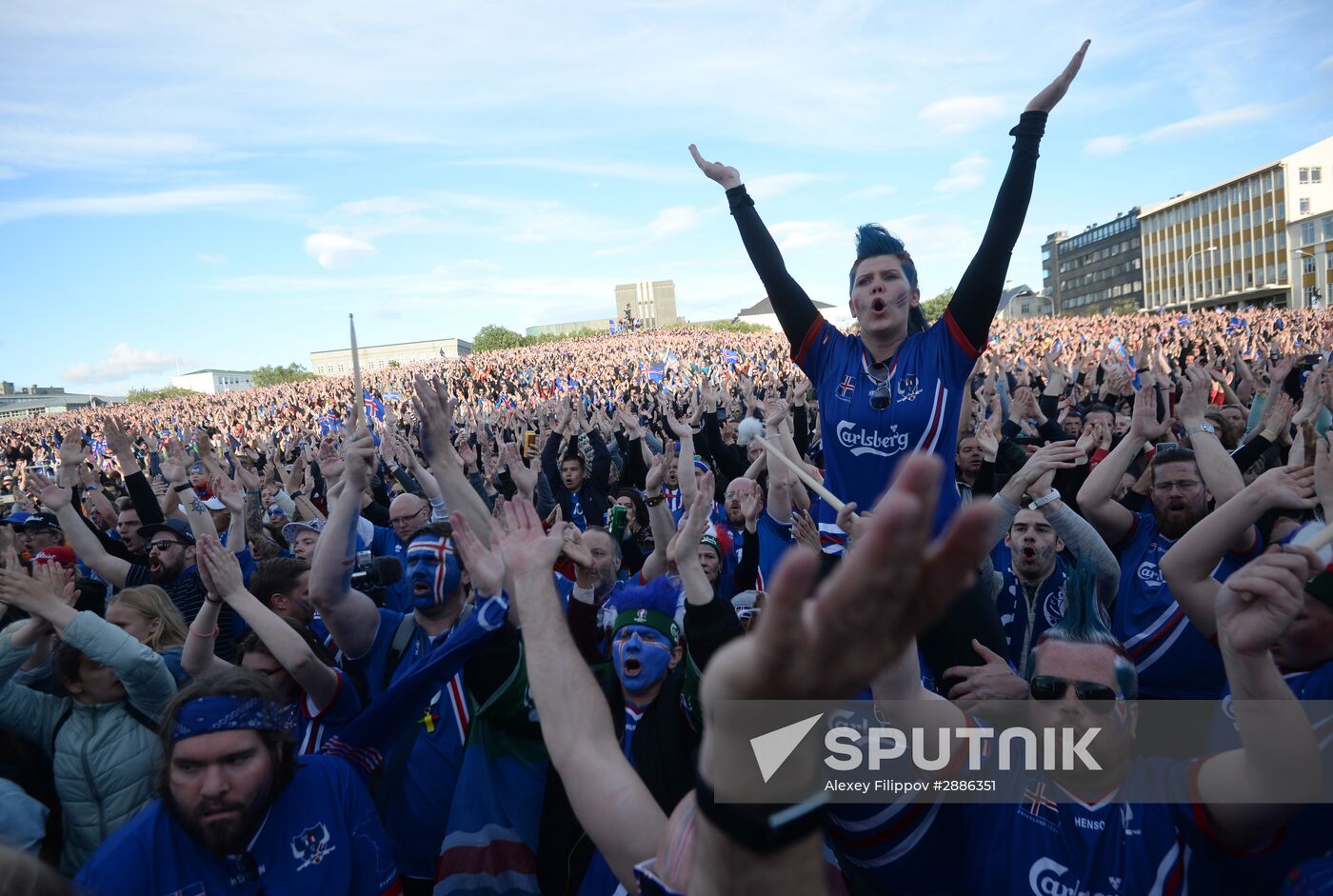 Watching Euro 2016 match France vs. Iceland in Reykjavik