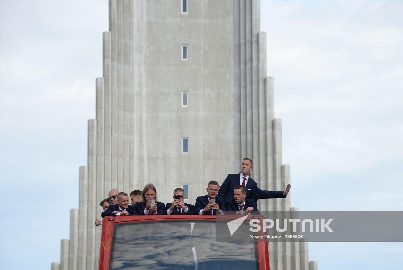 Icelandic national football team greeted by fans after returning from Euro 2016