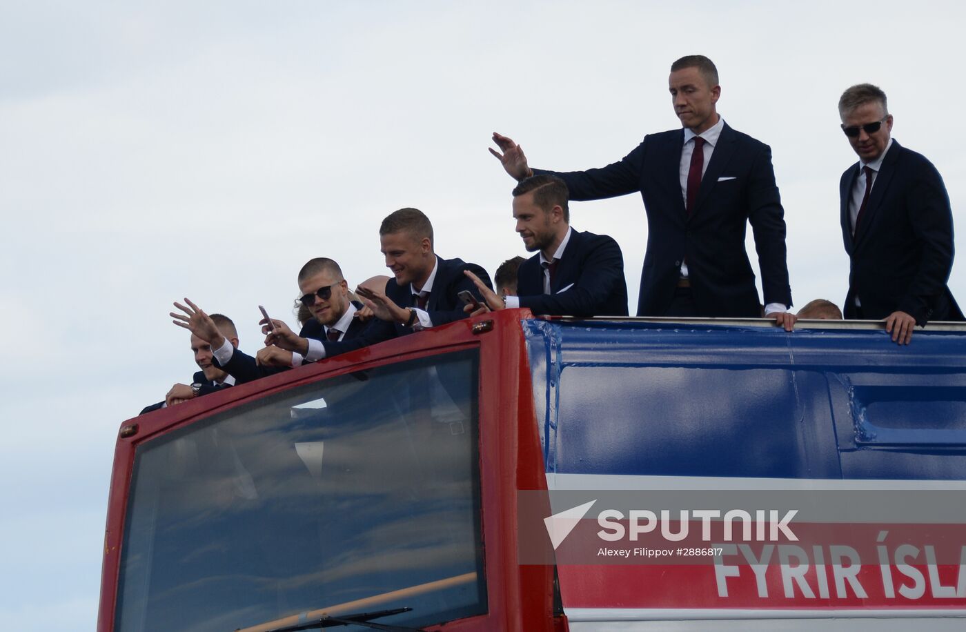 Icelandic national football team greeted by fans after returning from Euro 2016