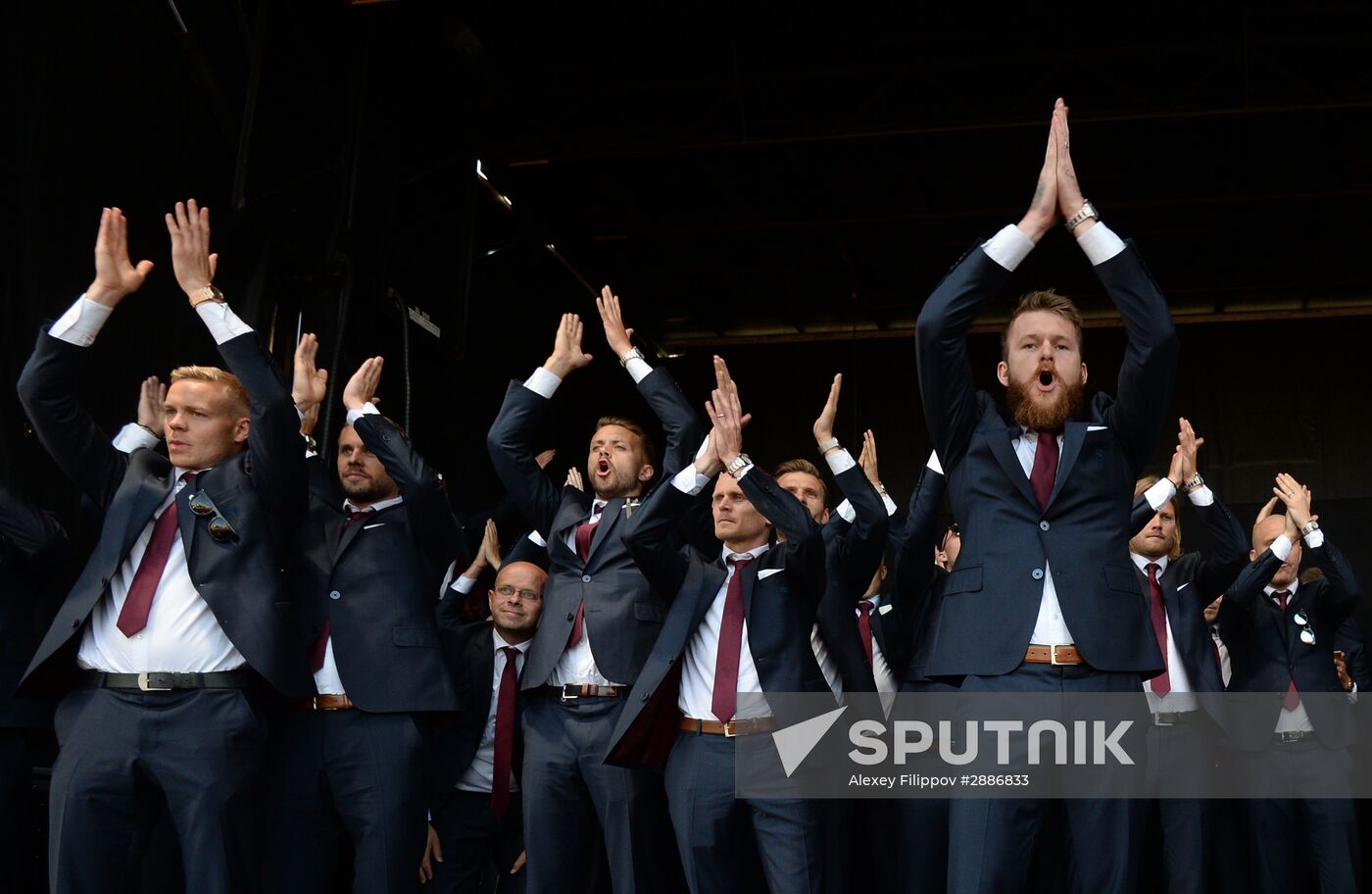 Icelandic national football team greeted by fans after returning from Euro 2016