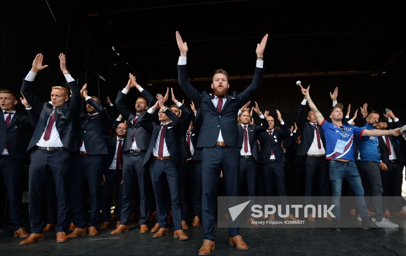 Icelandic national football team greeted by fans after returning from Euro 2016