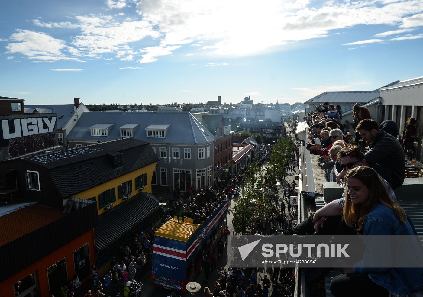 Icelandic national football team greeted by fans after returning from Euro 2016
