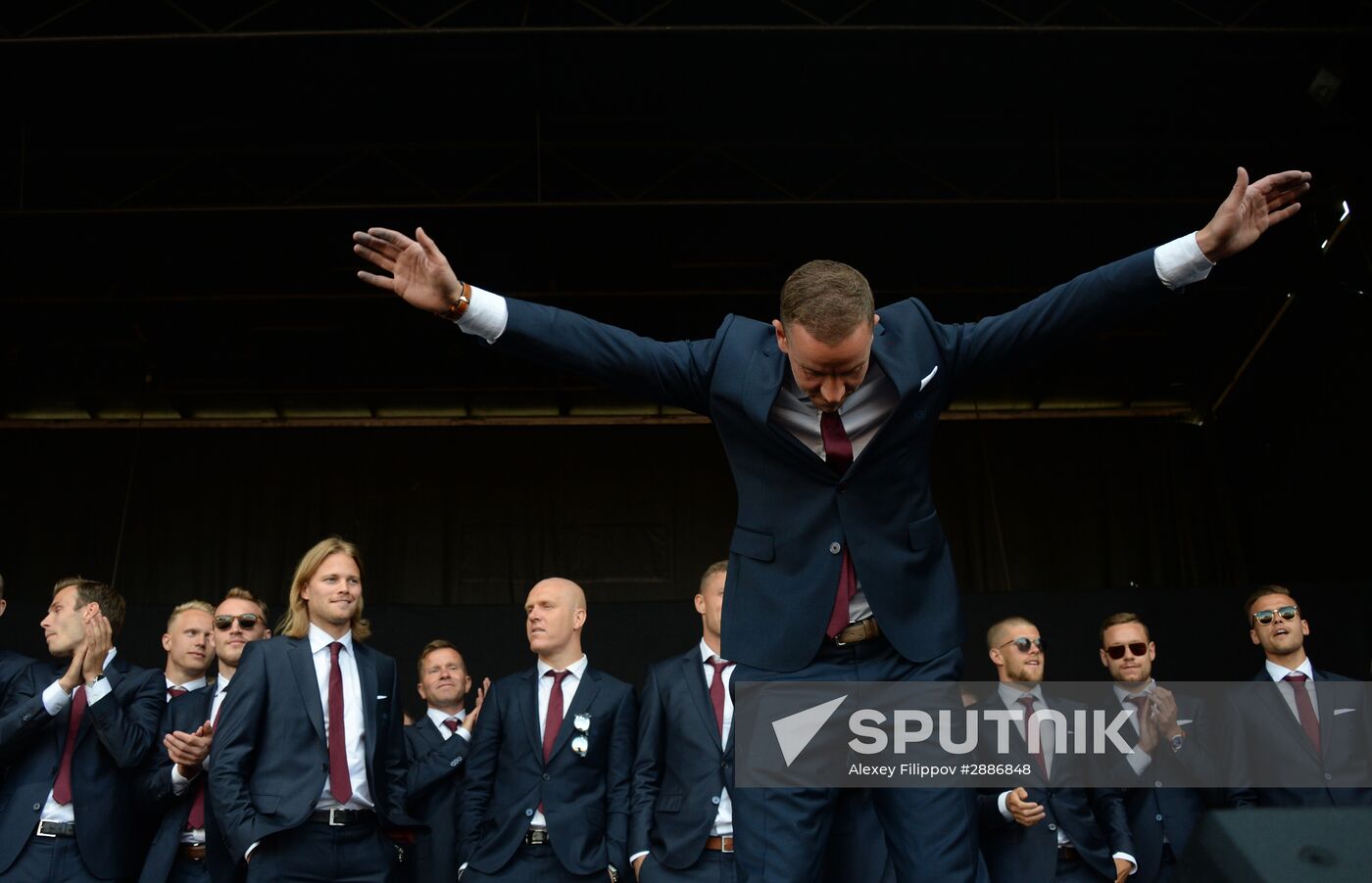 Icelandic national football team greeted by fans after returning from Euro 2016