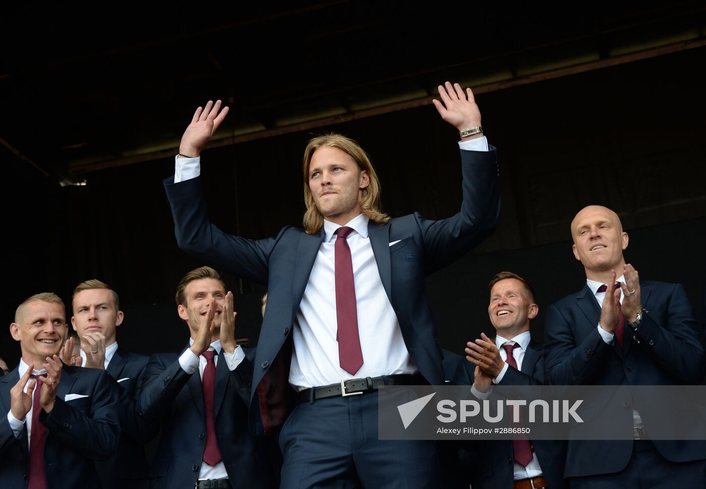 Icelandic national football team greeted by fans after returning from Euro 2016