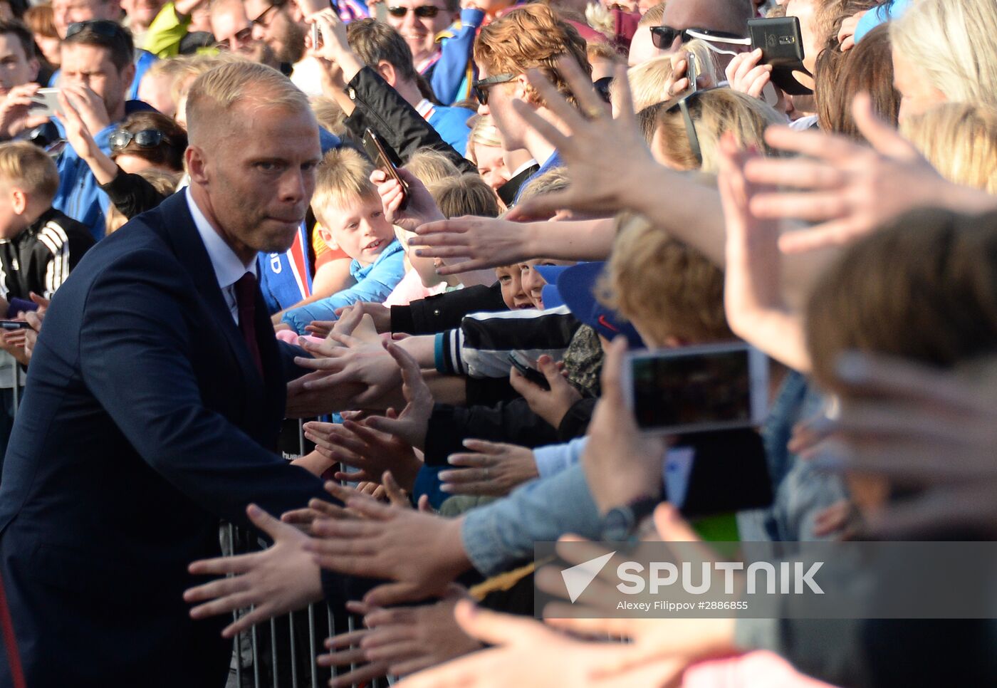 Icelandic national football team greeted by fans after returning from Euro 2016