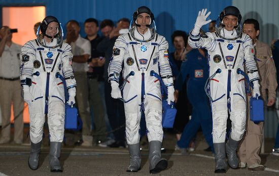 Launch of Soyuz-FG launch vehicle carrying Soyuz-MS spacecraft from Baikonur Cosmodrome