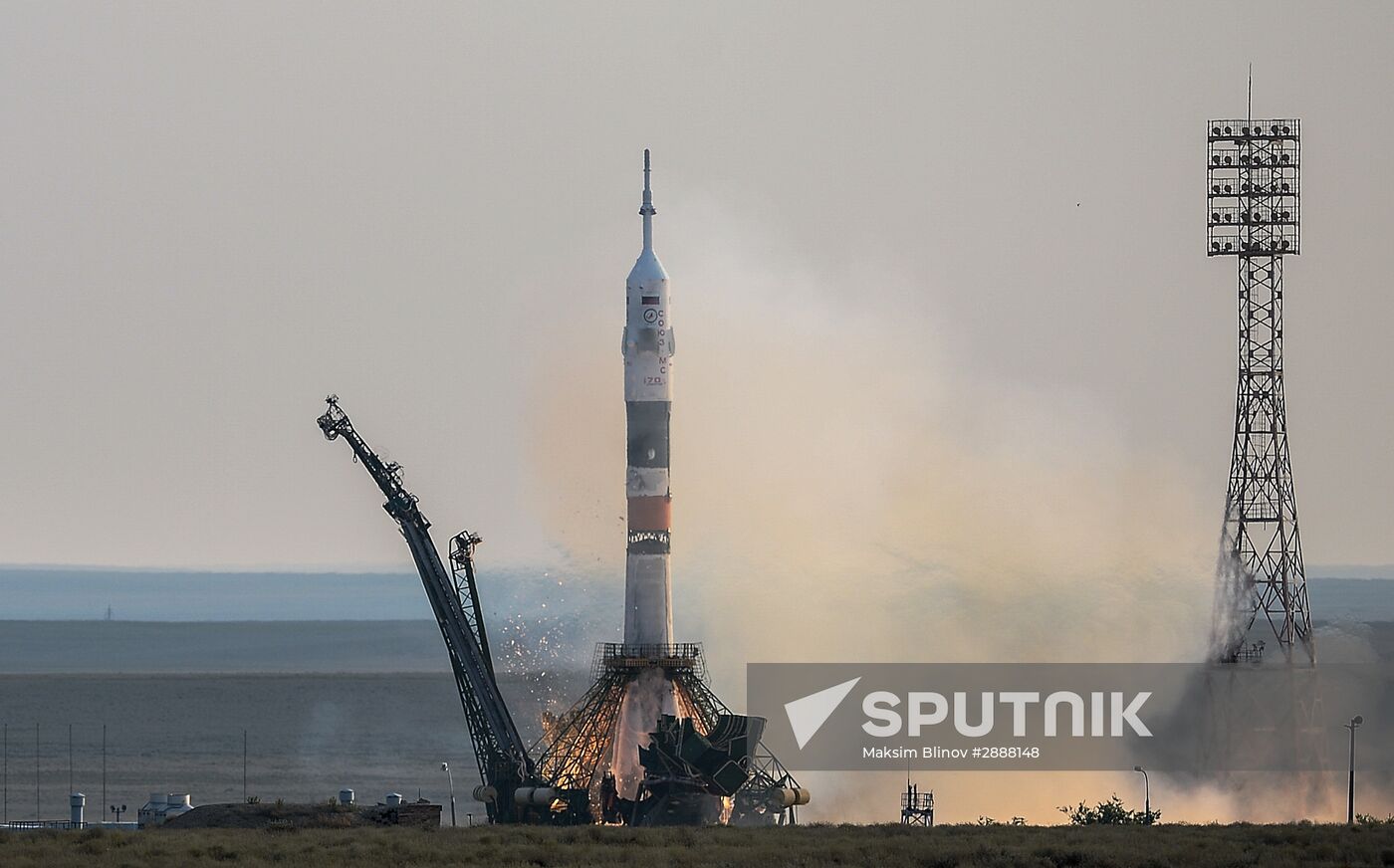 Launch of Soyuz-FG launch vehicle carrying Soyuz-MS spacecraft from Baikonur Cosmodrome