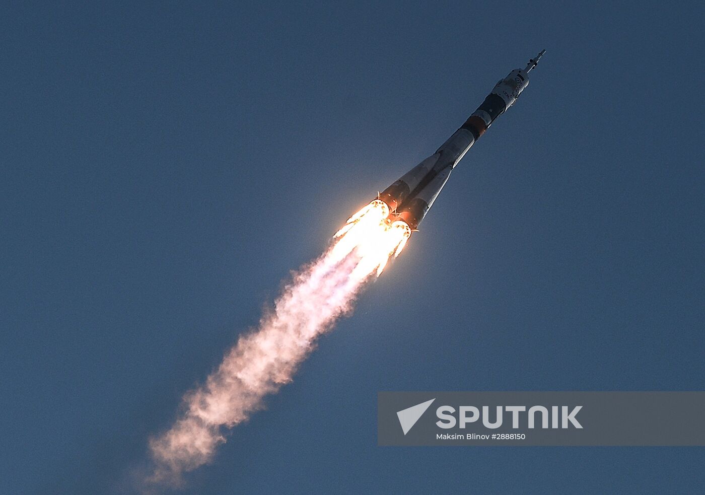 Launch of Soyuz-FG launch vehicle carrying Soyuz-MS spacecraft from Baikonur Cosmodrome