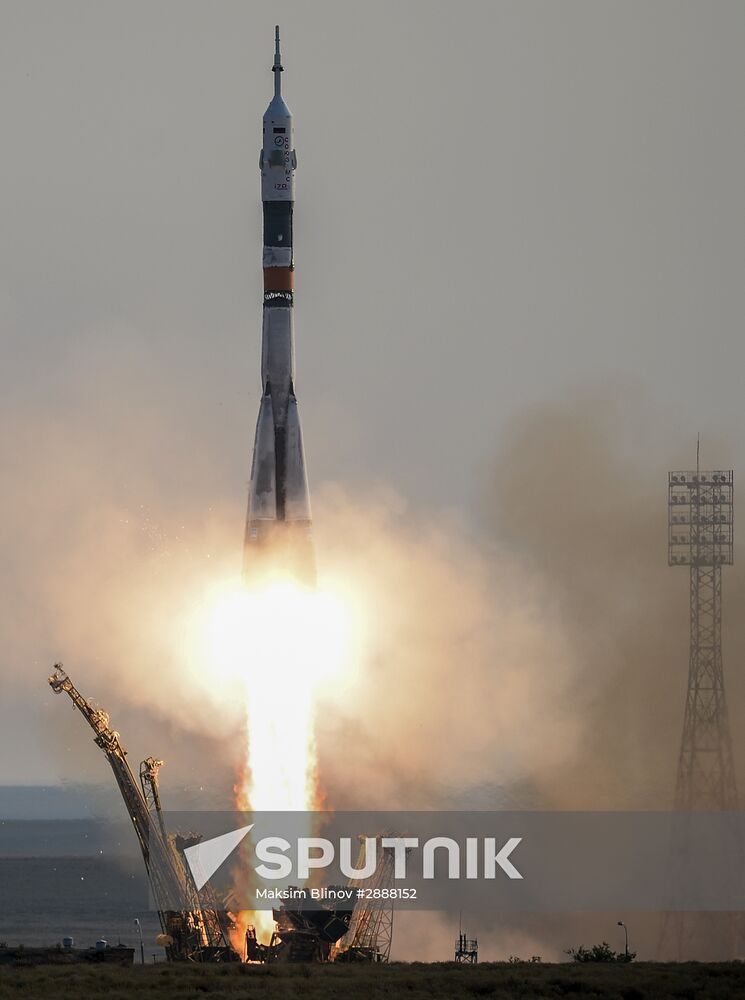 Launch of Soyuz-FG launch vehicle carrying Soyuz-MS spacecraft from Baikonur Cosmodrome