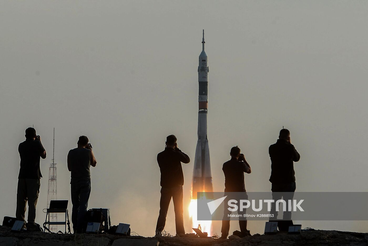 Launch of Soyuz-FG launch vehicle carrying Soyuz-MS spacecraft from Baikonur Cosmodrome