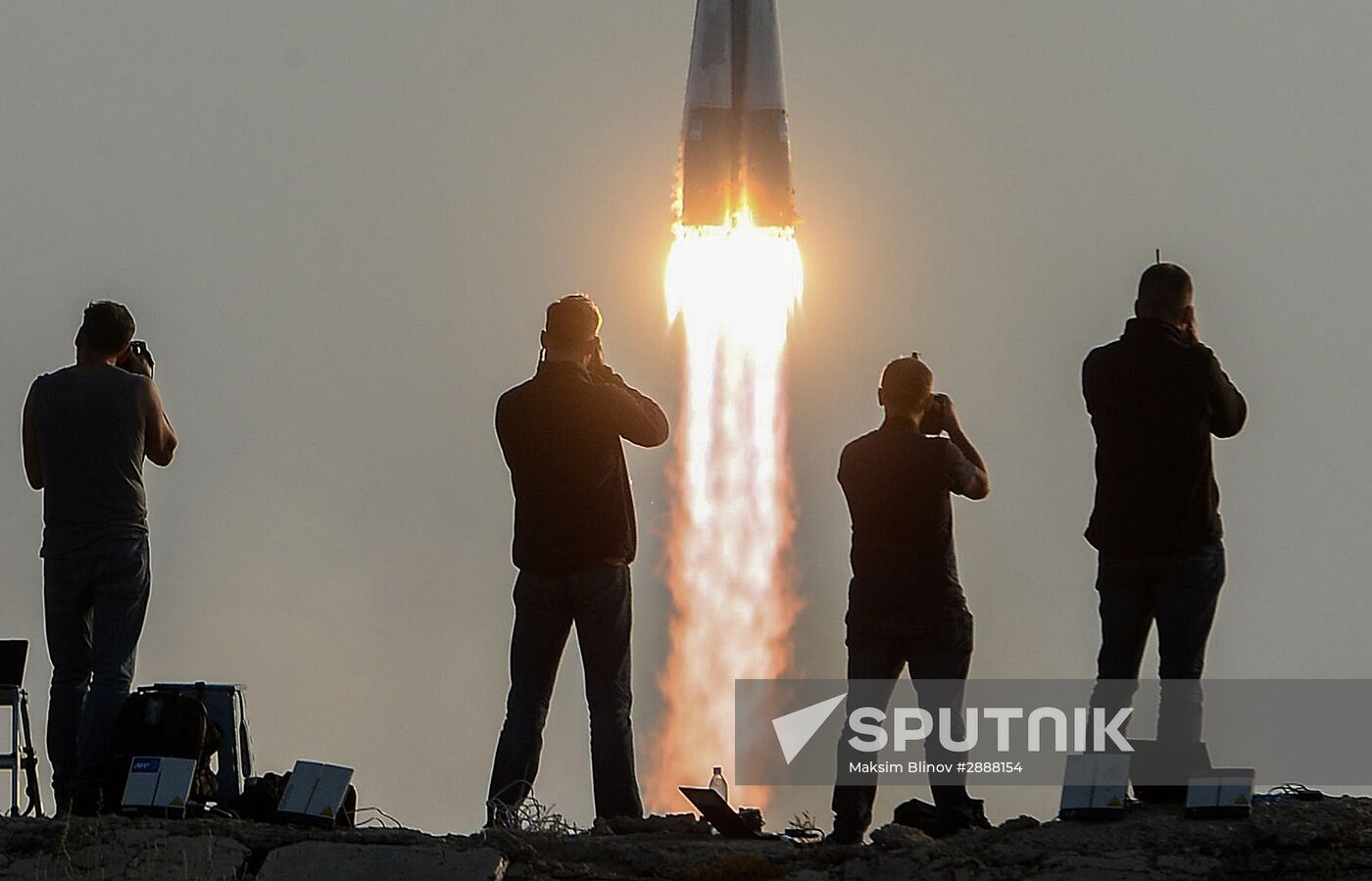 Launch of Soyuz-FG launch vehicle carrying Soyuz-MS spacecraft from Baikonur Cosmodrome