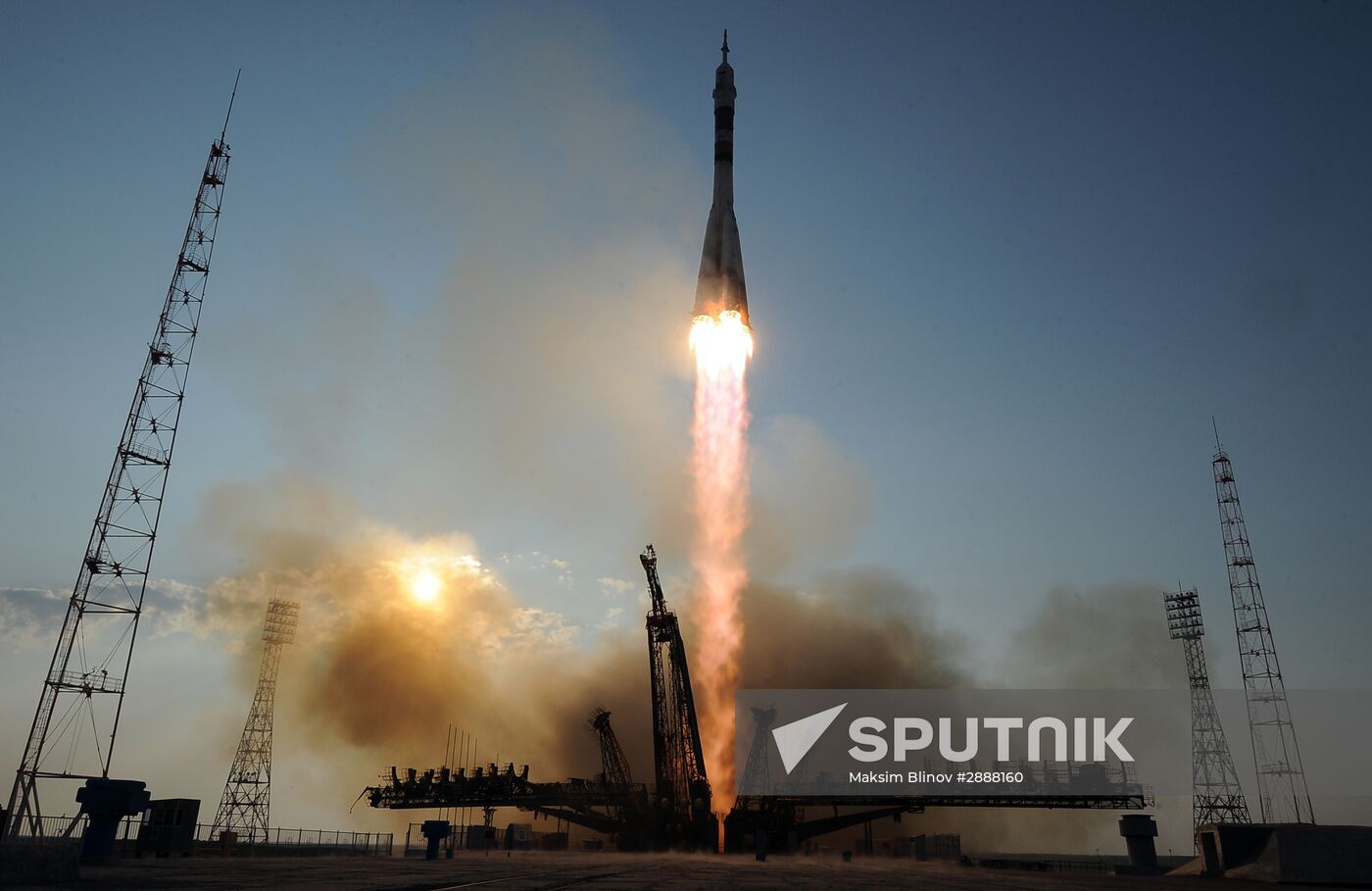 Launch of Soyuz-FG launch vehicle carrying Soyuz-MS spacecraft from Baikonur Cosmodrome