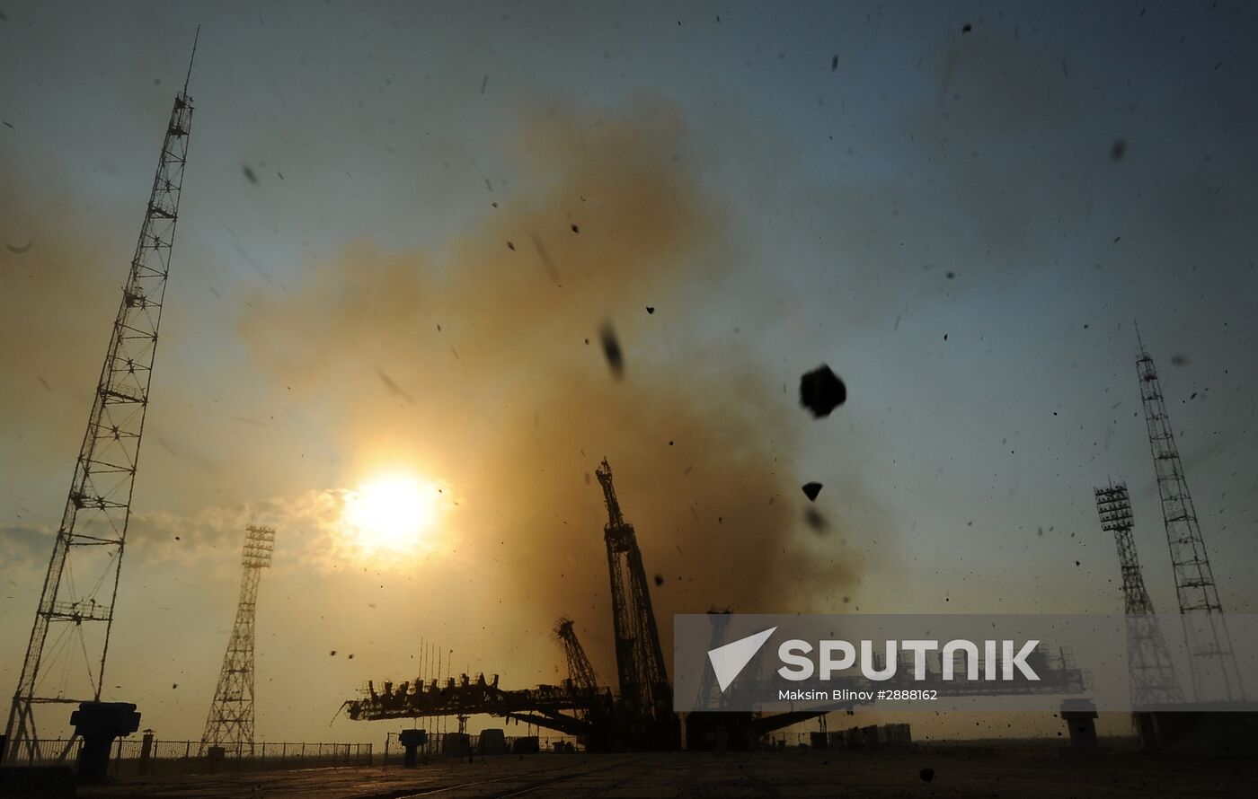 Launch of Soyuz-FG launch vehicle carrying Soyuz-MS spacecraft from Baikonur Cosmodrome