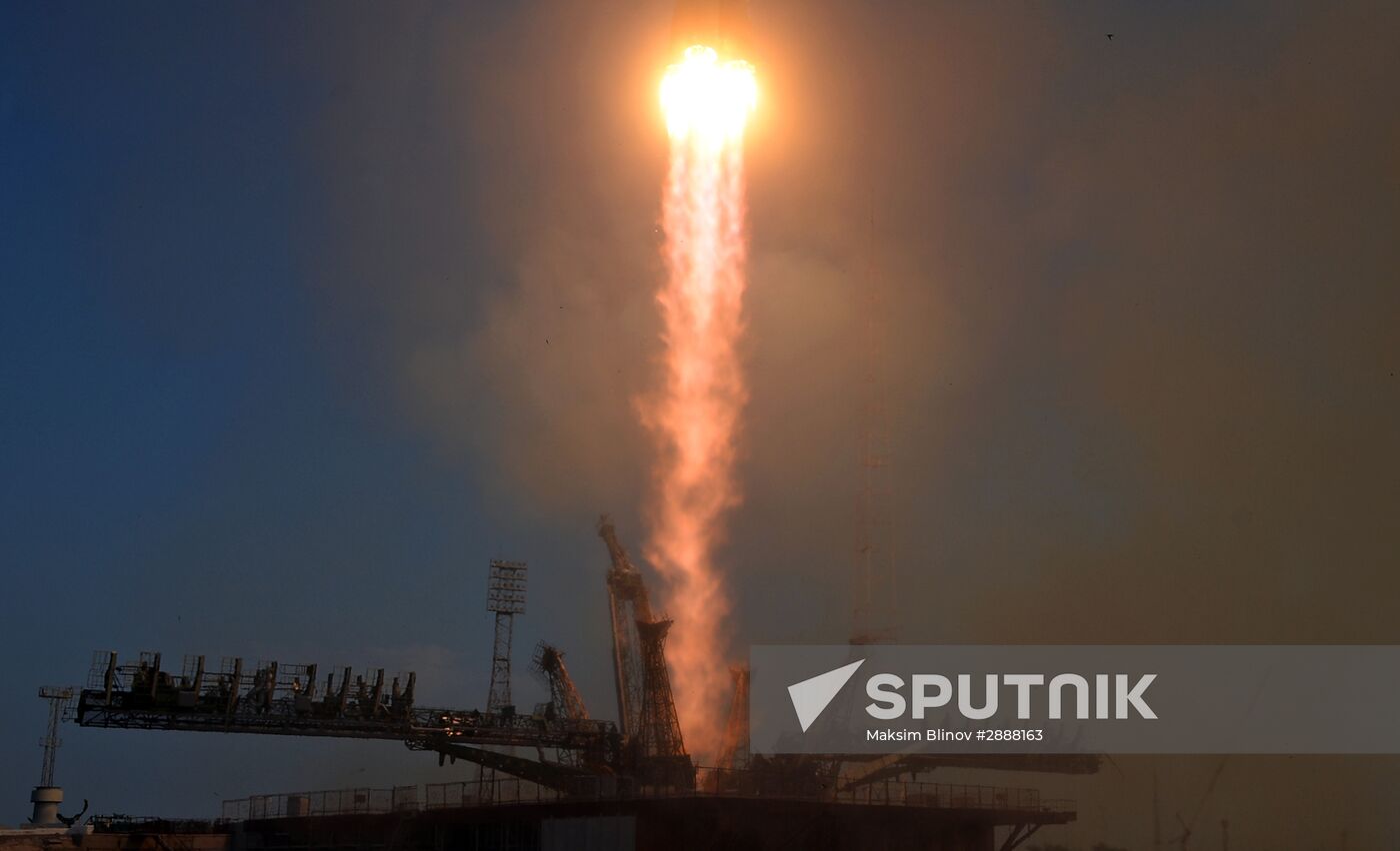 Launch of Soyuz-FG launch vehicle carrying Soyuz-MS spacecraft from Baikonur Cosmodrome