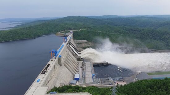 Water discharge at Bureyskaya hydroelectric power plant