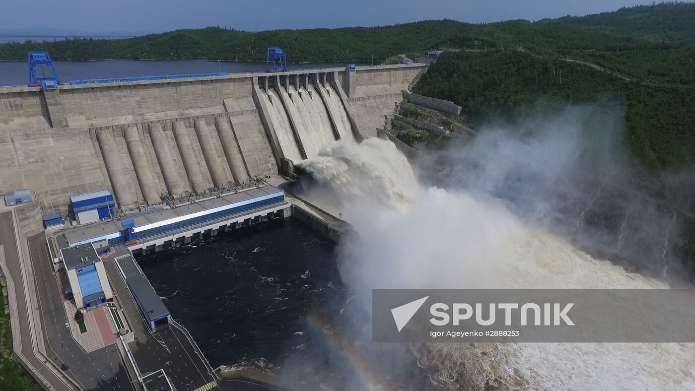 Water discharge at Bureyskaya hydroelectric power plant