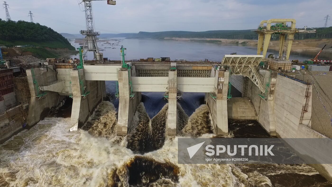 Water discharge at Bureyskaya hydroelectric power plant