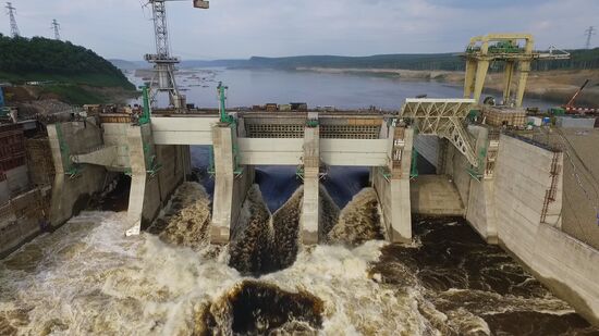 Water discharge at Bureyskaya hydroelectric power plant