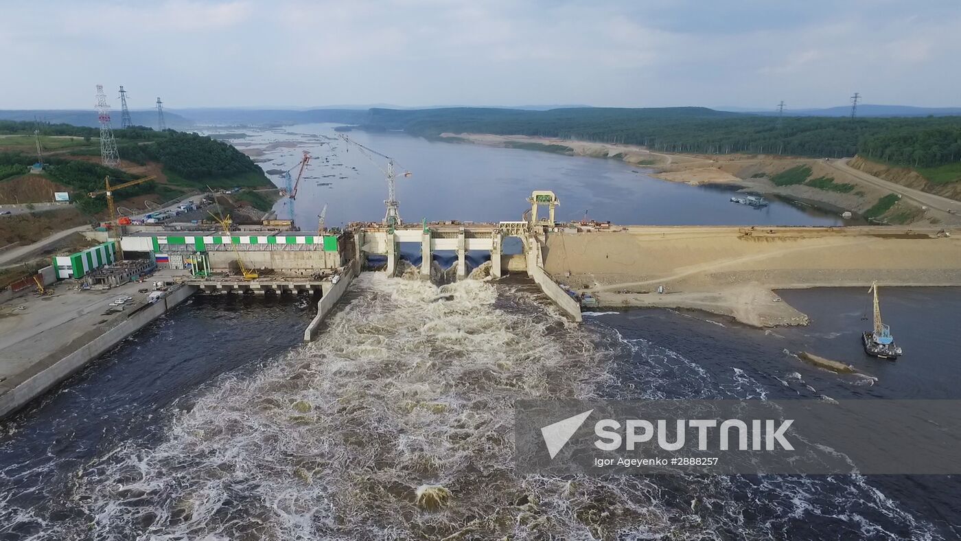 Water discharge at Bureyskaya hydroelectric power plant