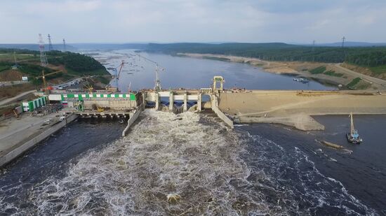 Water discharge at Bureyskaya hydroelectric power plant