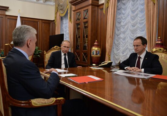 President Putin meets with Moscow Mayor Sobyanin and Culture Minister Medinsky