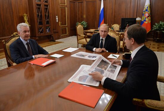 President Putin meets with Moscow Mayor Sobyanin and Culture Minister Medinsky
